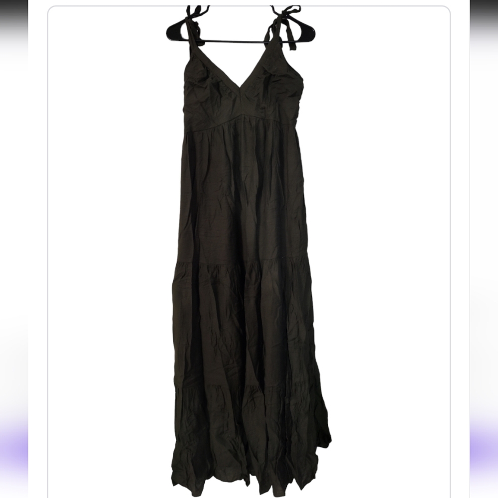 Women’s Black Maxi Dress with Tie Straps